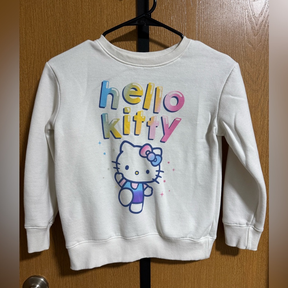 Jumping beans White Hello Kitty Pullover Sweatshirt with Pastel Print - kids 7